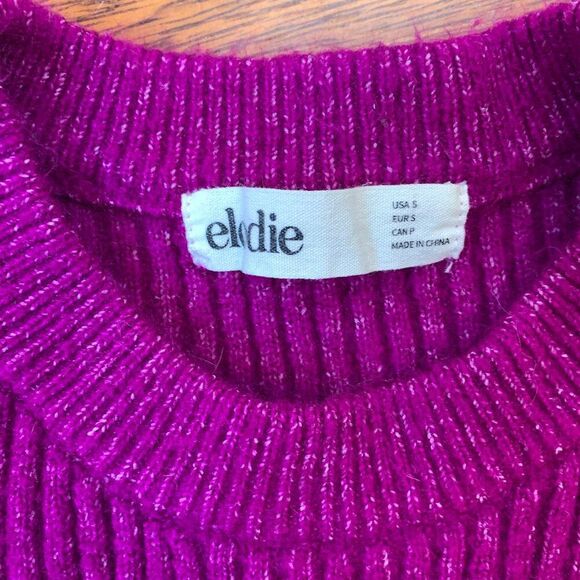 Nordstrom Elodie Fuchsia Fuzzy Crewneck Rib Knit Sweater Women's Size S - Picture 2 of 7